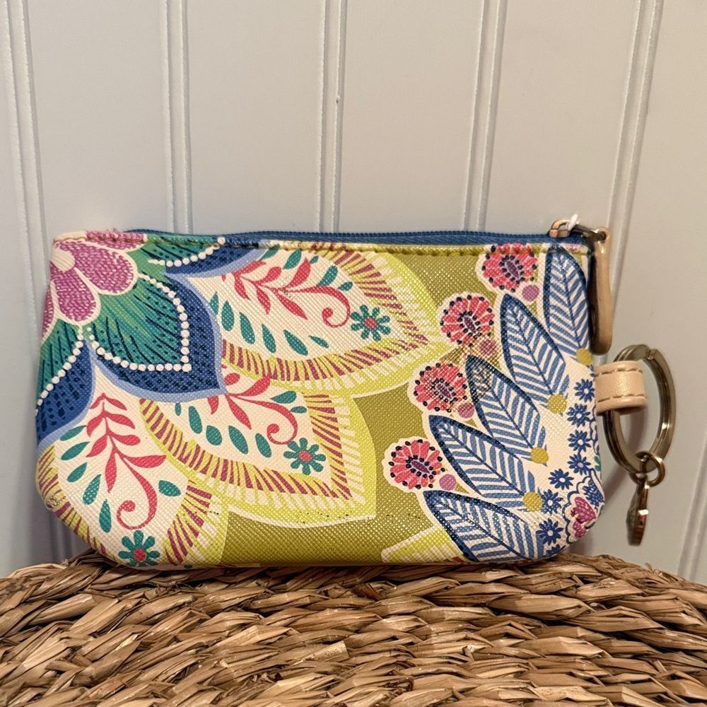 Spartina Floral Multicolor Coin Purse & Key Chain- Good Condition